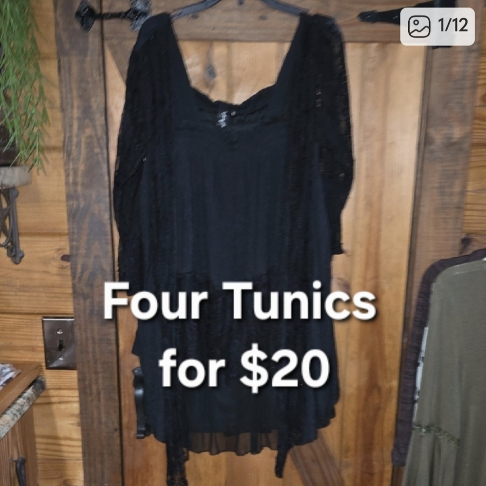 Angel Black Ruched Tunic With Three Other Tunics